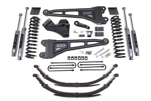 BDS Suspension - 6 Inch Lift Kit w/ Radius Arm Ford F250/F350 Super Duty 11-16 4WD Gas 3 Inch Rear Blocks NX2 Nitro Shocks