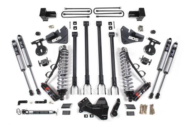 BDS Suspension - 4 Inch Lift Kit w/ 4-Link FOX 2.5 Performance Elite Coil-Over Conversion Ford F350 Super Duty DRW 17-19 4WD Diesel