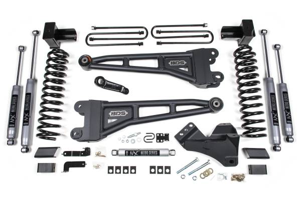 BDS Suspension - 4 Inch Lift Kit w/ Radius Arm Ford F250/F350 Super Duty 17-19 4WD Gas Leaf Spring NX2 Nitro Shocks