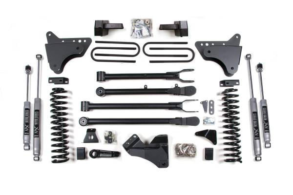 BDS Suspension - 6 Inch Lift Kit w/ 4-Link Ford F250/F350 Super Duty 08-10 4WD Gas Block With Factory Overload NX2 Nitro