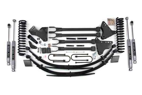 BDS Suspension - 6 Inch Lift Kit w/ 4-Link Ford F250/F350 Super Duty 08-10 4WD Gas Leaf Springs NX2 Nitro