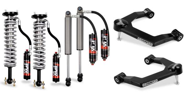 Cognito Motorsports Truck - Cognito 3-Inch Elite Uniball Leveling Kit with Fox Elite 2.5 Reservoir Shocks for 19-22 Silverado/Sierra 1500 2WD/4WD