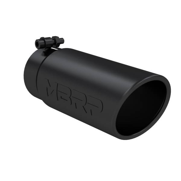 MBRP - Black Coated Tip, 4 Inch OD Angled Roll End End, 3.5 Inch Inlet, 10 Inch Length, MBRP