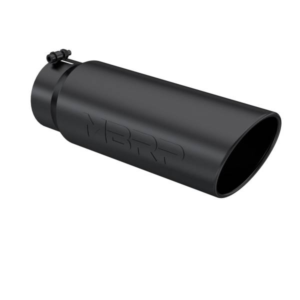 MBRP - Exhaust Tip 6 Inch O.D. Angled Rolled End 5 Inch Inlet 18 Inch Length Black Finish MBRP