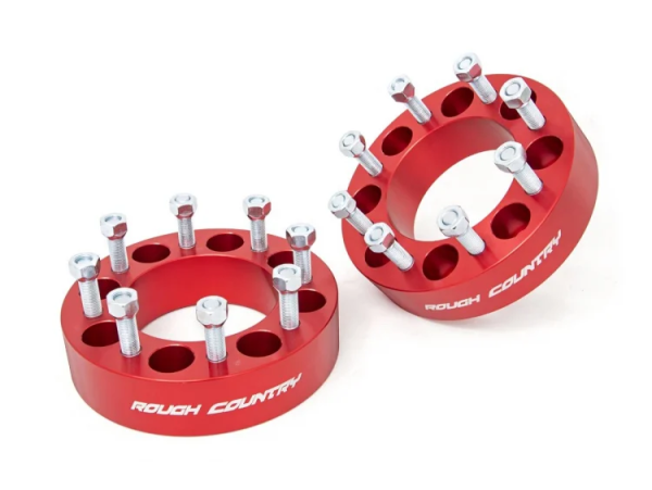 Rough Country - 2 Inch Wheel Spacers Pair Red 12-14 Ram 2500/3500 Silverado/Sierra 2500 HD/3500 HD Rough Country