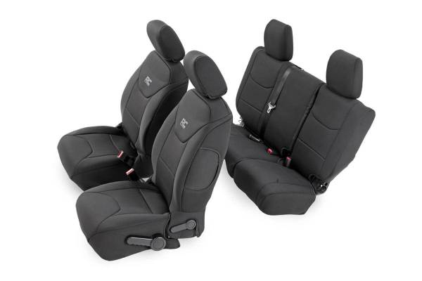 Rough Country - Jeep Neoprene Seat Cover Set Black 08-10 Wrangler JK Unlimited Rough Country