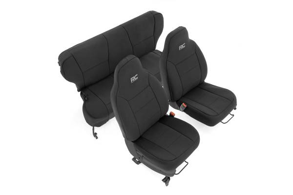 Rough Country - Jeep Neoprene Seat Cover Set Black 97-01 XJ w/Non-Detachable Headrest Rough Country