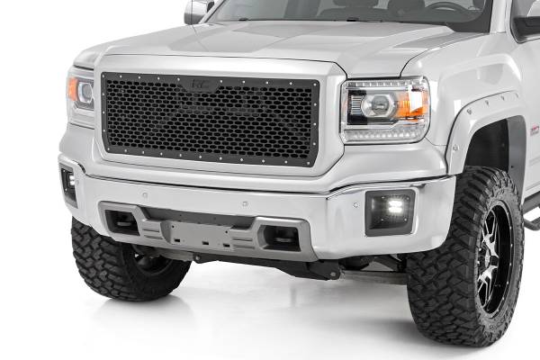 Rough Country - Sierra Mesh Grille 14-15 1500 Sierra Black Powdercoat Stainless Steel Hardware Rough Country