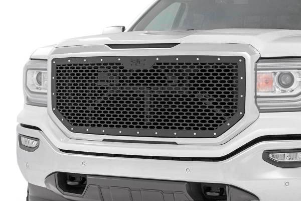 Rough Country - Sierra Mesh Grille 16-18 Sierra 1500 Black Powdercoat Stainless Steel Hardware Rough Country