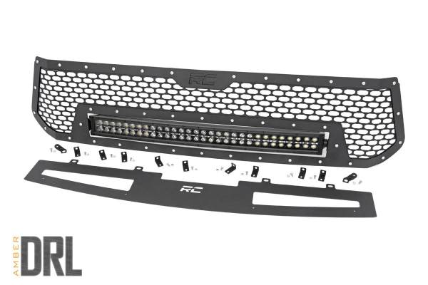 Rough Country - Toyota Mesh Grille w/30 Inch Dual Row Black Series LED w/Amber DRL 14-17 Tundra Rough Country