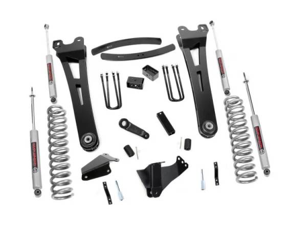 Rough Country - 6 Inch Ford 05-07 F-250/F-350 Super Duty Radius Arm Suspension Lift Kit Premium N3 Shocks Gas Rough Country