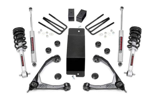 Rough Country - 3.5 Inch Suspension Lift Kit w/Upper Control Arms N3 Struts & Shocks 07-13 Silverado/Sierra 1500 4WD Rough Country