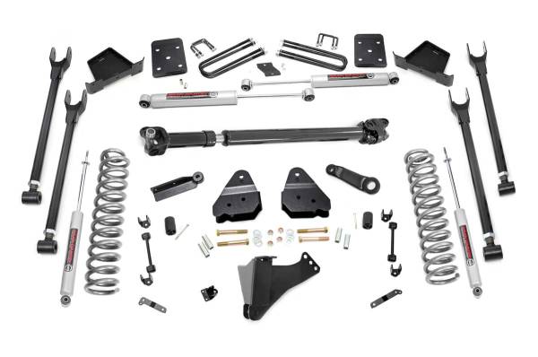 Rough Country - 6 Inch Ford 4-Link Suspension Lift Kit 17-19 F-250/350 4WD w/Front Drive Shaft Diesel 4 Inch Axle w/o Overloads Rough Country