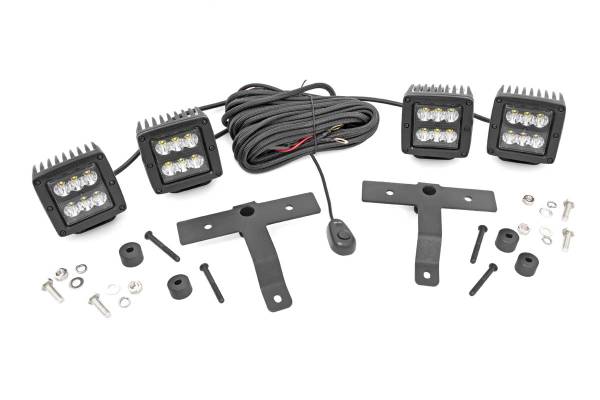 Rough Country - Jeep Quad LED Light Pod Kit -Black Series 18-20 JL 20-Up Gladiator Rough Country