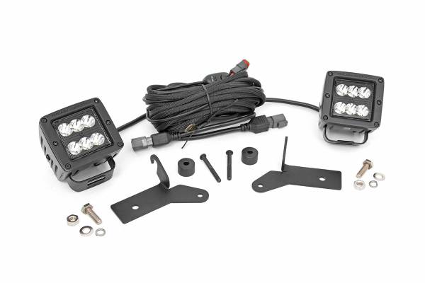 Rough Country - Jeep JL/Gladiator 2 Inch LED Lower Windshield Kit Black Series For 18-Pres Wrangler JL/20-Pres Gladiator Rough Country