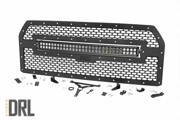 Rough Country - Ford Mesh Grille 30 Inch Dual Row Black Series LED w/Amber DRL 15-17 F-150 Rough Country