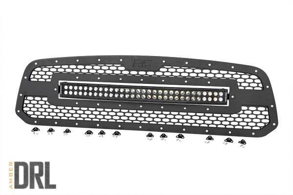 Rough Country - Dodge Mesh Grille 30 Inch Dual Row Black Series LED w/Amber DRL 13-18 RAM 1500 Rough Country