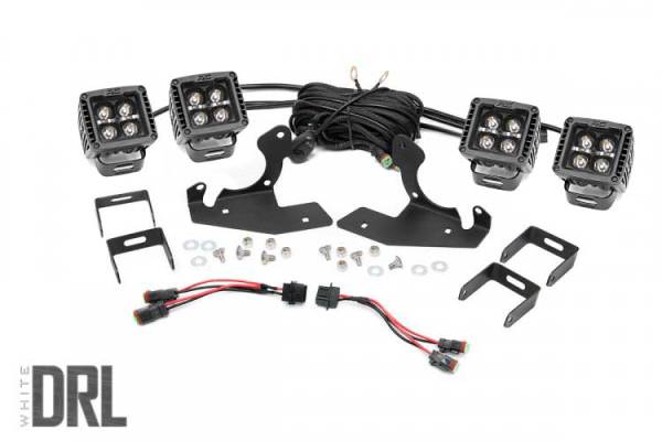 Rough Country - Chevrolet LED Fog Light Kit Black Series w/White DRL 07-13 Silverado 1500 Rough Country