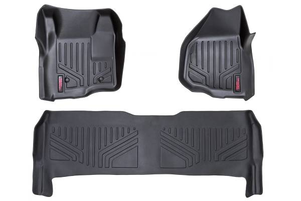 Rough Country - Heavy Duty Floor Mats Front/Rear-11-16 Ford Super Duty Crew Cab Depressed Pedal Rough Country