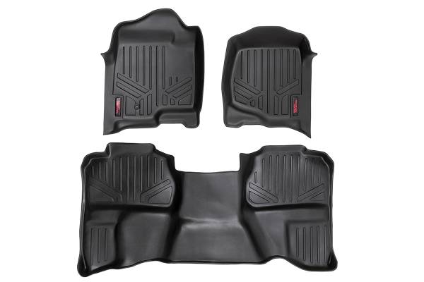 Rough Country - Heavy Duty Floor Mats Front/Rear-07-13 Silverado/Sierra 07-14 HD Ext. Cab Bucket Seats Rough Country