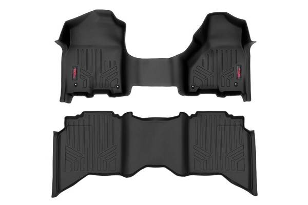 Rough Country - Heavy Duty Floor Mats Front/Rear-12-18 Dodge RAM 1500 Crew/Mega Cab Half Console Rough Country