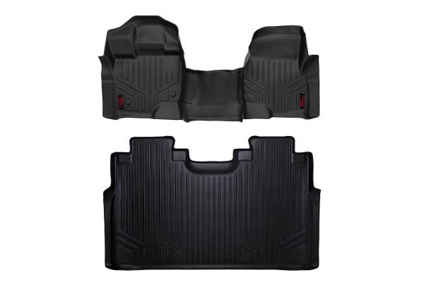 Rough Country - Heavy Duty Floor Mats Front/Rear W/Center 15-Up Ford F-150 SuperCrew Cab Rough Country