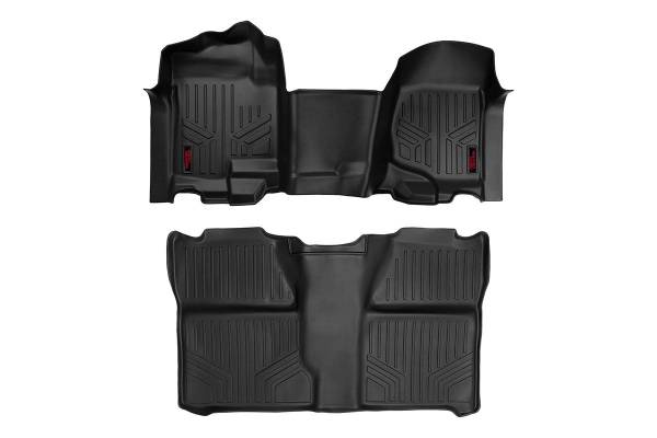 Rough Country - Heavy Duty Floor Mats Front/Rear-07-13 Silverado/Sierra 07-14 HD Crew Cab Bench Seat Rough Country