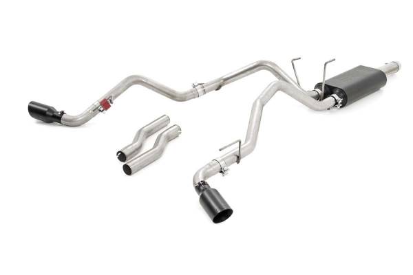 Rough Country - Dual Cat-Back Exhaust System w/Black Tips 09-18 RAM 1500 V8-4.7L, 5.7L Rough Country