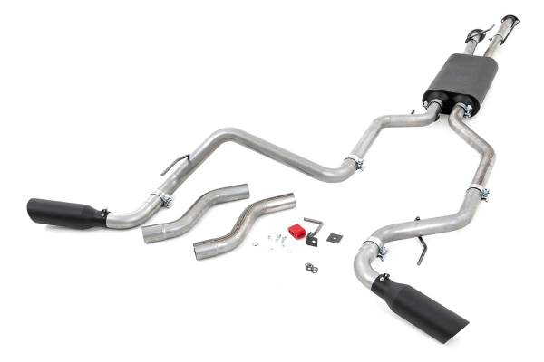 Rough Country - Dual Cat-Back Exhaust System w/Black Tips 09-20 Toyota Tundra V8-4.6L, 5.7L Rough Country