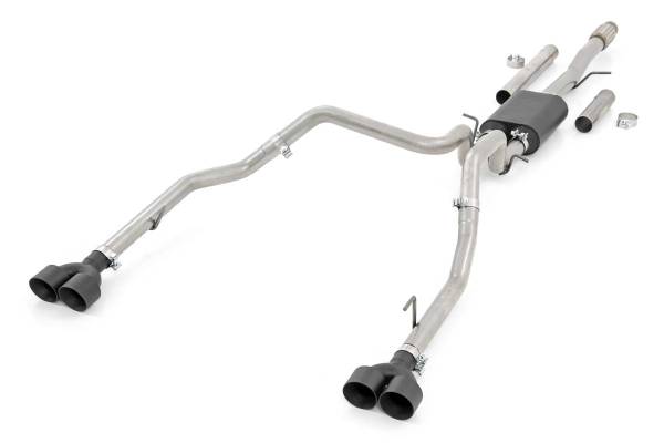 Rough Country - Dual Cat-Back Exhaust System w/Black Tips 19-20 Silverado 1500 5.3 Liter Rough Country