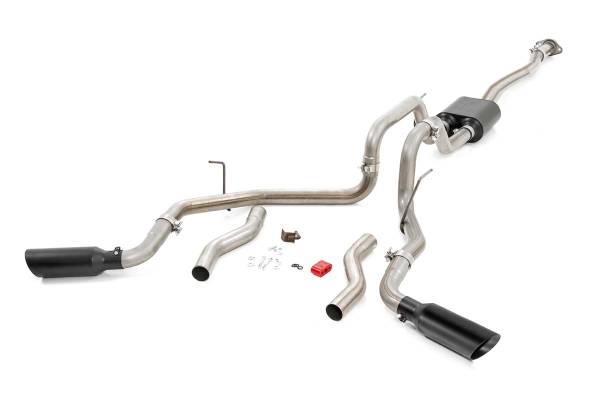 Rough Country - Dual Cat-Back Exhaust System w/ Black Tips 99-06 GM 1500 Ext Cab / Short Bed 4.8L / 5.3L Rough Country