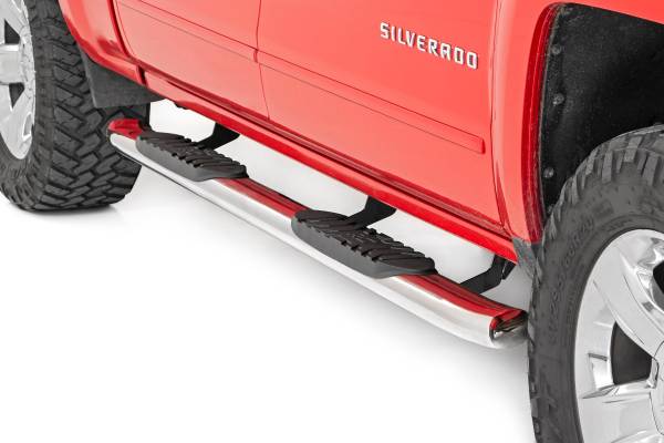 Rough Country - GM Stainless Steel Oval Nerf Step Bars 07-18 GM 1500 / 07-19 2500HD/3500 HD / 19 Classic Crew Cab Rough Country