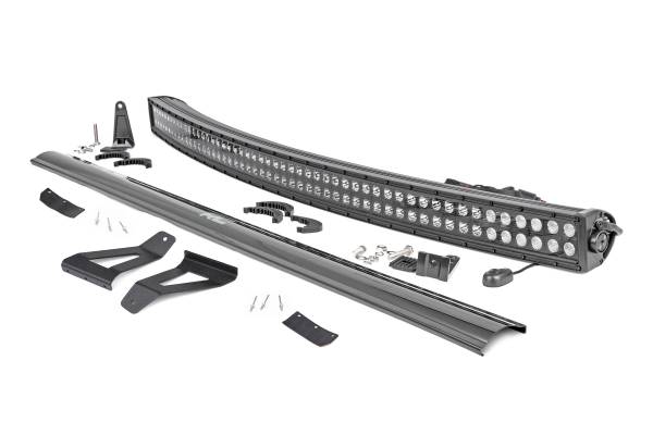 Rough Country - Jeep 50-inch Black Series Curved LED Light Bar Upper Windshield Kit 84-01 Jeep XJ Cherokee Rough Country