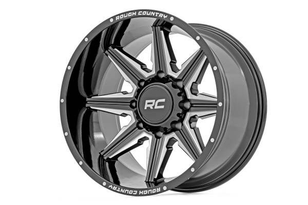 Rough Country - 91 Series Milled One-Piece Gloss Black 22x12 8x170 -44mm Rough Country