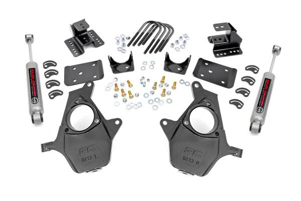 Rough Country - 2 Inch Front Lowering Kit 4 Inch Rear Lowering Alum/Stamped Knuckle 14-18 Chevy/GMC 1500 Rough Country