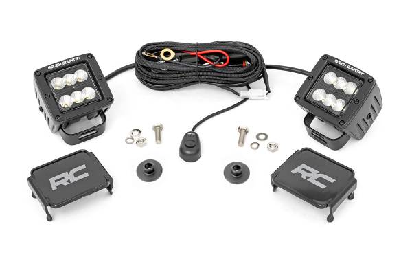 Rough Country - LED Light Ditch Mount 2 Inch Black Series Pair Flood Pattern 21-Up Ford Bronco Rough Country