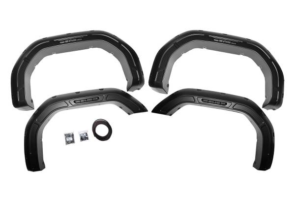 Rough Country - Defender Pocket Fender Flares Flat Black GMC Sierra 2500 HD/Sierra 3500 HD (20-23) Rough Country