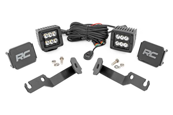 Rough Country - LED Light Kit Ditch Mount 2 Inch Black Pair Spot Toyota Tacoma 05-15 Rough Country