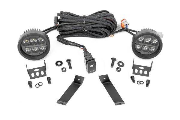 Rough Country - LED Light Kit Ditch Mount Black Series Round 3.5 Inch Amber DRL Jeep KL (14-21) Rough Country