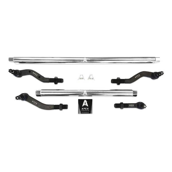 Apex Chassis - Apex Chassis Heavy Duty Tie Rod & Drag Link Assembly in Polished Aluminum Fits: 07-18 Jeep Wrangler JK JKU Rubicon Sahara Sport  Note this NO-FLIP kit is Fits: vehicles with a lift of 3.5 inches or less