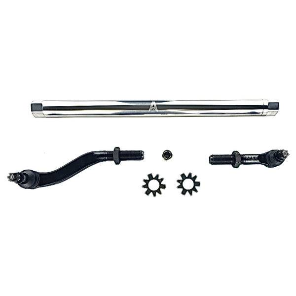 Apex Chassis - Apex Chassis Heavy Duty 2.5 Ton Flipped Drag Link Assembly in Polished Aluminum Fits: 19-22 Jeep Gladiator JT 18-22 Jeep Wrangler JL. Note: This FLIP kit fits Dana 44 & Dana 30 axles with a lift exceeding 4.5 inches. Requires drilling the knuckle.