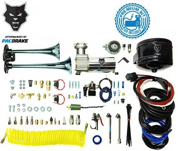 Pacbrake - HP10213 Premium Dual Air Horn Kit W/Air Horn Kit (HP10073) And Onboard Air Kit (HP10163)