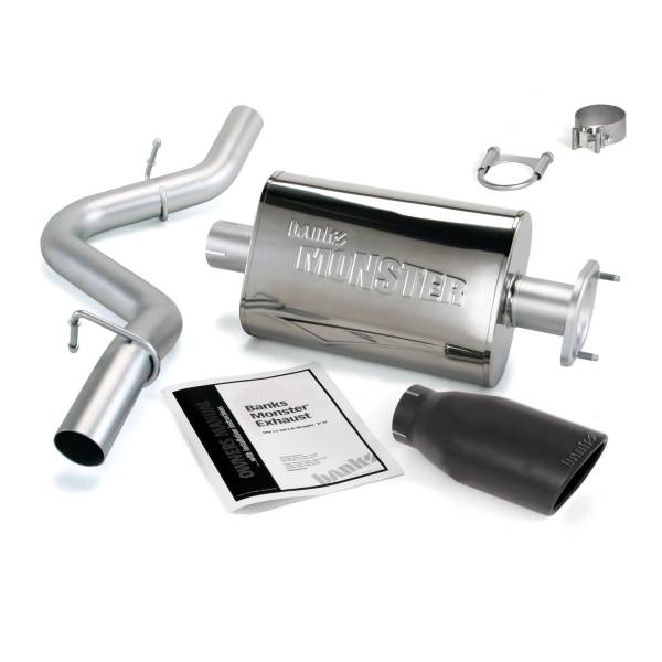 Banks Power - Monster Exhaust System Single Exit Black Ob Round Tip 04-06 Jeep 4.0L Wrangler TJ Banks Power