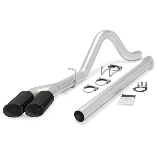 Banks Power - Monster Exhaust System Single Exit Dual Black Ob Round Tips 15-16 Ford Super Duty 6.7L Diesel Banks Power