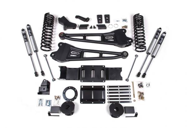 BDS Suspension - 5.5 Inch Lift Kit w/ Radius Arm Ram 2500 w/ Rear Air Ride 19-24 4WD Gas Fox 2.0 Performance Shocks