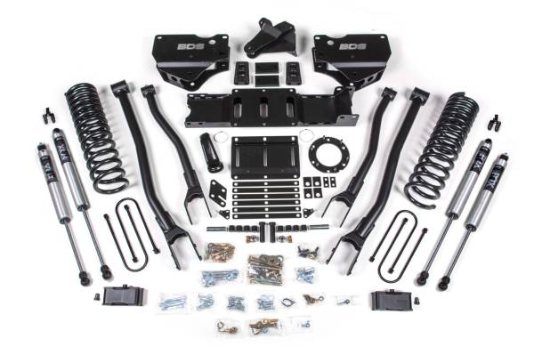 BDS Suspension - 4 Inch Lift Kit w/ 4-Link Ram 3500 19-23 4WD Gas Without Factory Rear Overload Leaf Fox 2.0 Performance Shocks