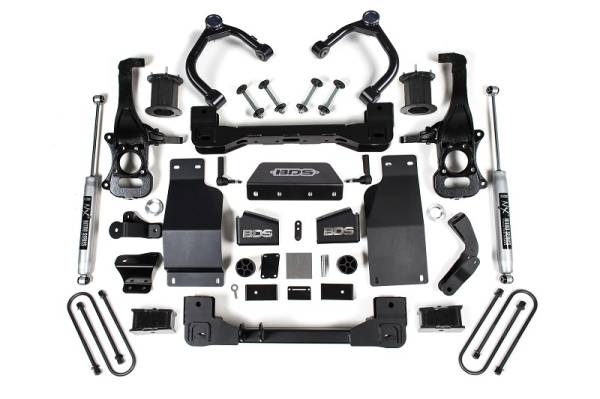 BDS Suspension - 2025 Silverado/Sierra 1500 4WD 4 Inch Suspension Lift Kit 3.0 Diesel / 2.7 Gas 3 Inch Rear Block Spacer Front Fox 2.0 PS Rear BDS Suspension