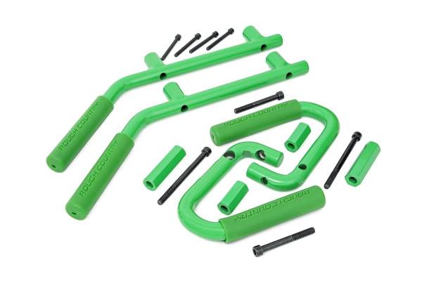 Rough Country - Jeep Solid Steel Grab Handle Set 07-18 Wrangler JK Green Rough Country