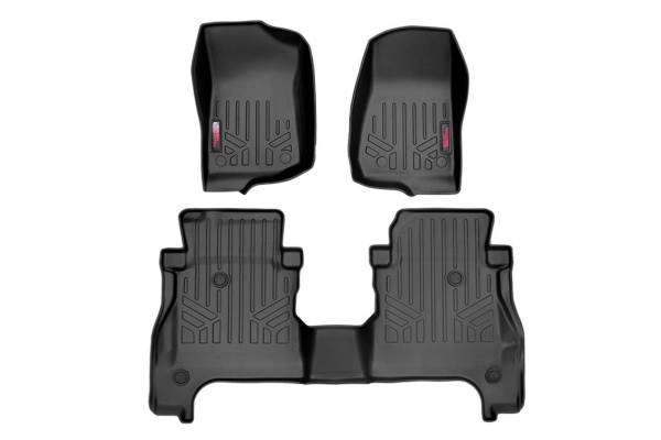 Rough Country - Heavy Duty Floor Mats Front & Rear w/o Under Seat Lockable Storage 20-Up Gladiator JT Rough Country
