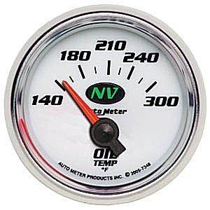 Autometer 7348 NV Series OIL TEMP, -140 300`F, ELEC, 2-1/16in